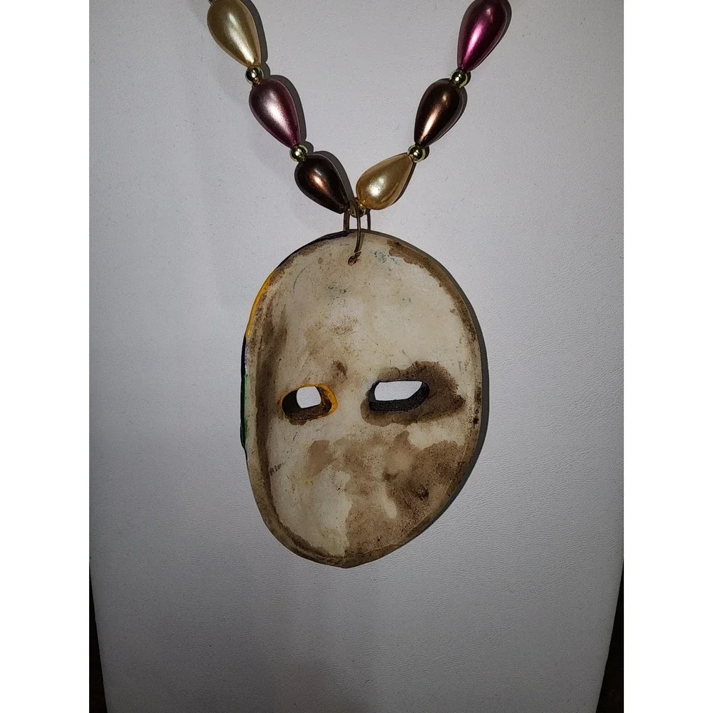 Vintage Mardi Gras Beads Harlequin‎ Masks Hand Painted - Picture 4 of 4